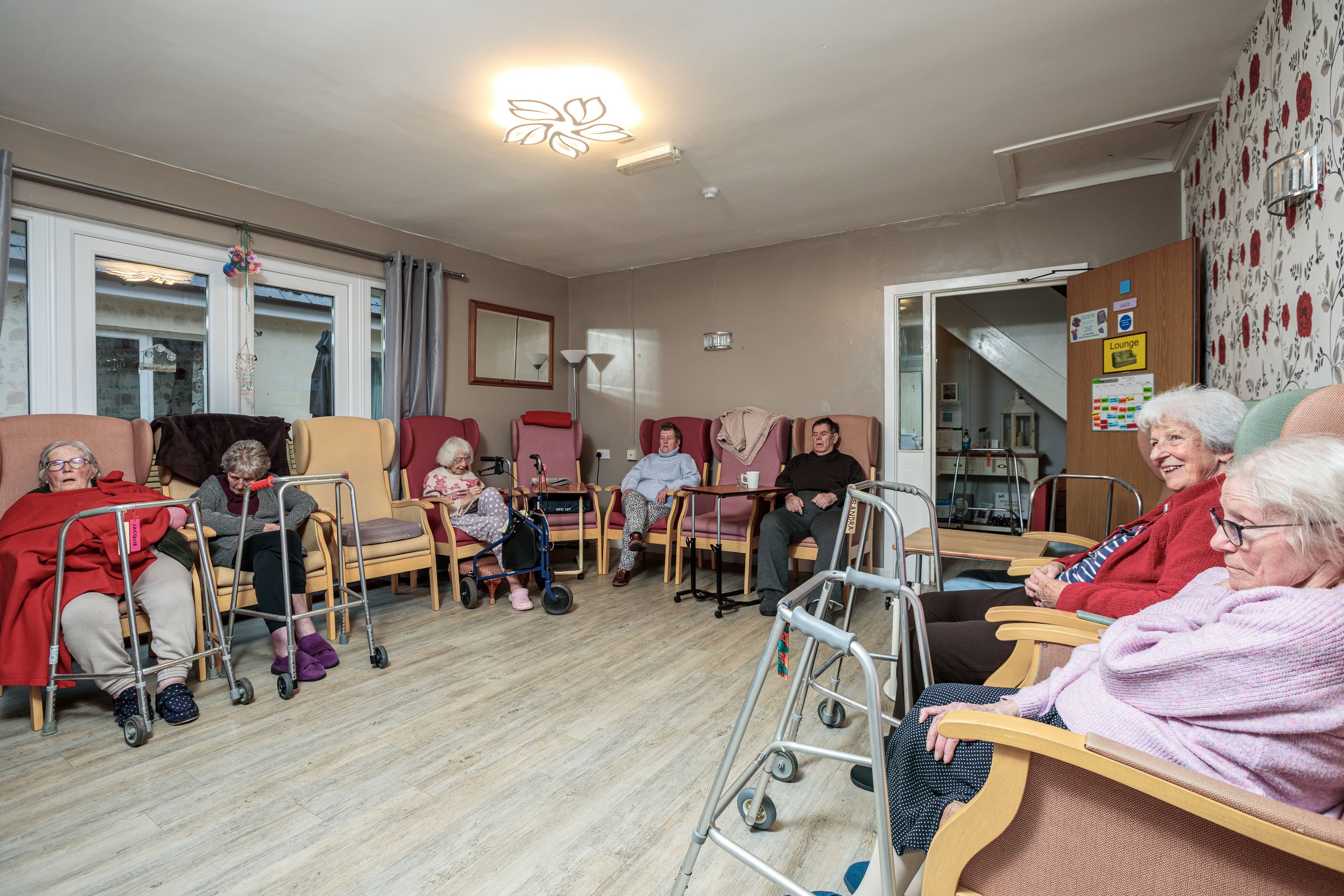 Residents in the communal lounge